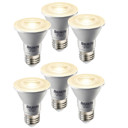 Bulbrite Pack of (6) 6.5 Watt Dimmable Narrow Flood PAR20 Medium (E26) LED Bulb - 488 Lumens, 2700K, and 90 CRI