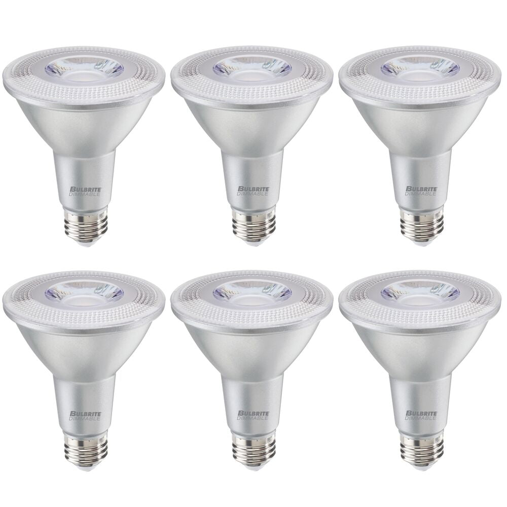 Bulbrite Pack of (6) 10 Watt Dimmable Flood PAR30LN Medium (E26) LED Bulb - 800 Lumens, 3000K, and 80 CRI