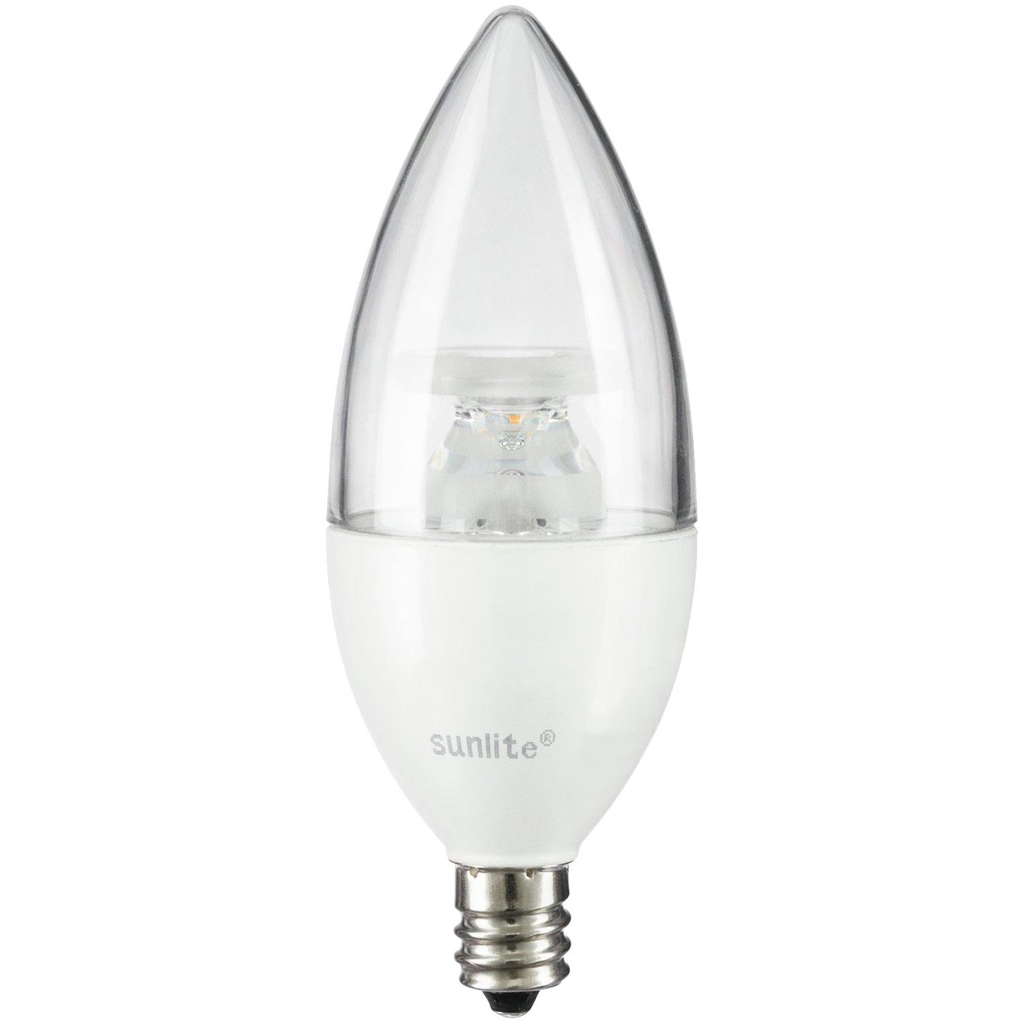 Sunlite LED Torpedo Tip Chandelier 7W (60W Equivalent) Light Bulb Candelabra (E12) Base, Warm White