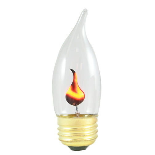 Bulbrite F3EFC/32 3 Watt Incandescent CA10 Flame Tip Chandelier Bulb, Medium Base, Flicker