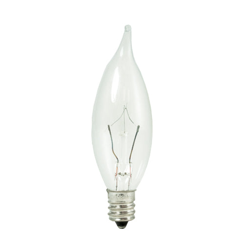 Bulbrite KR15CFC/25 15 Watt Dimmable Krypton Krystal Touch Flame Tip CA8 Chandelier Bulb, Candelabra Base, Clear, 10-Pack