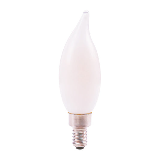 Luxrite LED Flame Tip Chandelier Light Bulb, E12 Candelabra Base, 5W, 2700K - Warm White, 550 Lumens, 80 CRI, White Finish, Dimmable (LR21563)