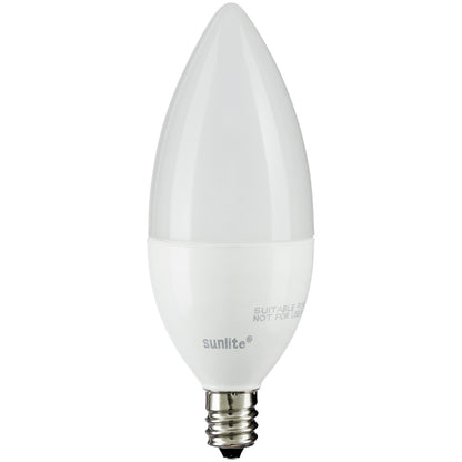 Sunlite 80786 LED B11 Frosted Torpedo Tip Chandelier Light Bulb, 7 Watts (60W Equivalent) 500 Lumens, Candelabra E12 Base, Dimmable Energy Star and ETL Certified, 3000K Warm White, 6 Count