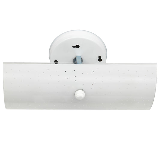 Sunlite 41309-SU Dual Socket Wall Mounted Vanity Light Fixture, 2 Medium Base Sockets (E26), Frosted Glass Shade, Ideal for Bathroom or Powder Room, UL Listed, White Finish