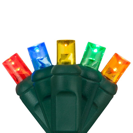 SUPER STROBE 50-LITE 4" SPACING 5MM LED LIGHT SET; MULTI BULBS; GREEN WIRE, Approx. 17'4" Long