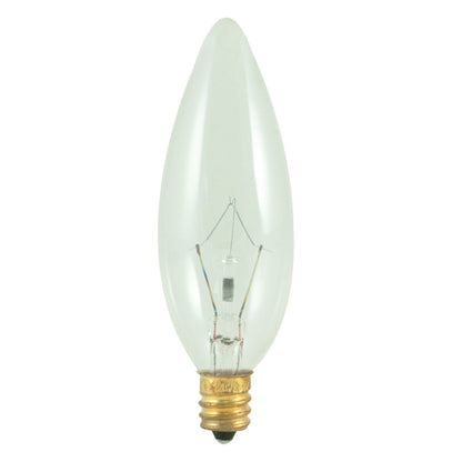 Bulbrite 60CTC/32/2 60 Watt Incandescent B10 Torpedo Chandelier Bulb, Candelabra Base, Clear