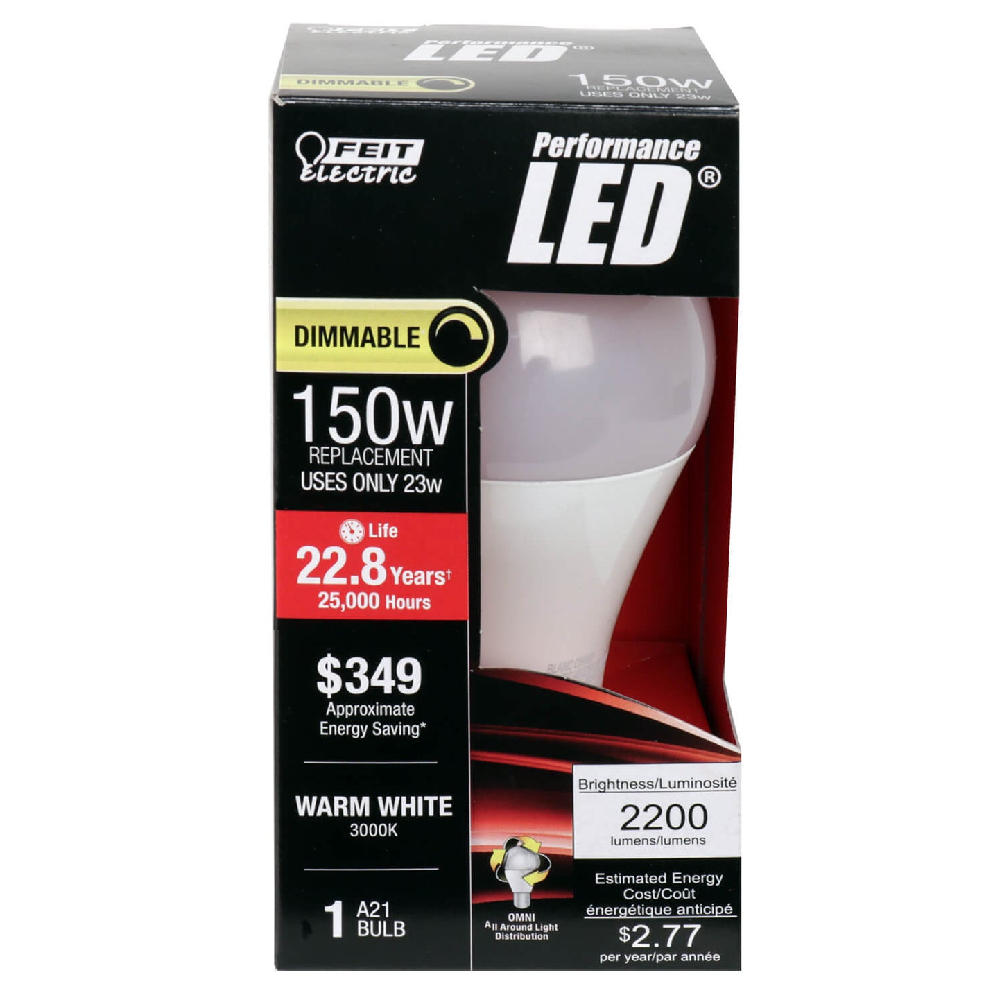 2200 Lumen 3000K Dimmable LED