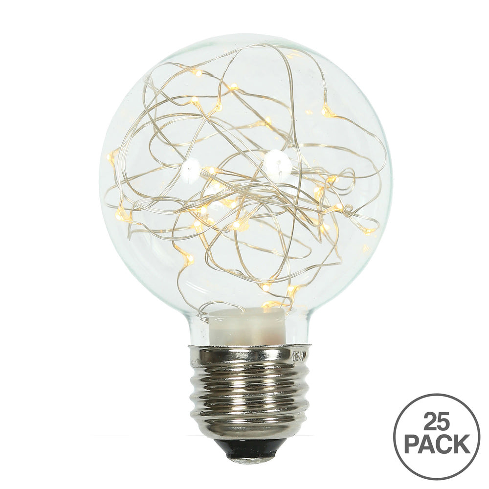 Vickerman Warm White LED Twinkle Glass G95 Fairy Light Christmas Bulb