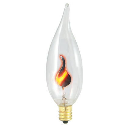Bulbrite F3CFC/32 3 Watt Incandescent CA10 Flame Tip Chandelier Bulb, Candelabra Base, Flicker