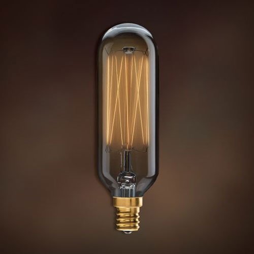 Bulbrite NOS40T8 40 Watt Incandescent T8 Thread Filament Bulb, Candelabra (E12) Base, Antique Finish