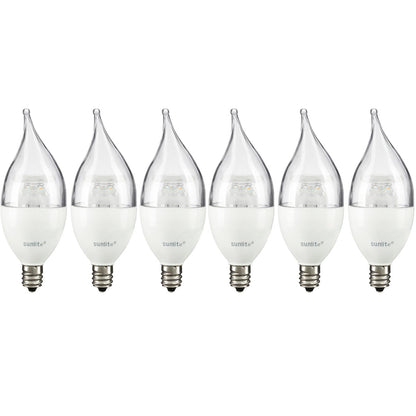 Sunlite LED Flame Tip Chandelier 7W (60W Equivalent) Light Bulbs, Candelabra (E12) Base, 2700K Warm White
