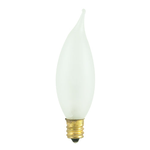 Bulbrite 15CFF/25/2 15 Watt Incandescent CA8 Flame Tip Chandelier Bulb, Candelabra Base, Frost