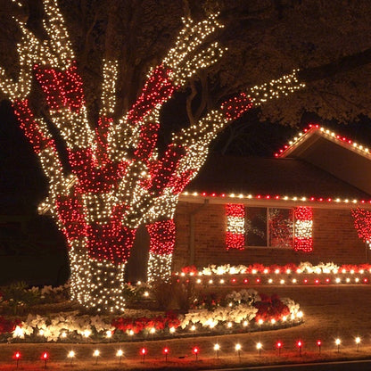 SUPER STROBE 50-LITE 4" SPACING 5MM LED LIGHT SET; RED BULBS; GREEN WIRE, Approx. 17'4" Long