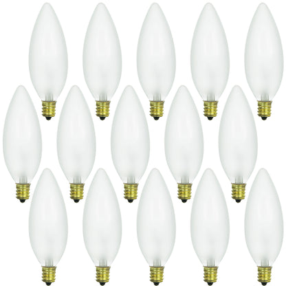 Sunlite 40 Watt Torpedo Tip Chandelier, Candelabra Base, Frost