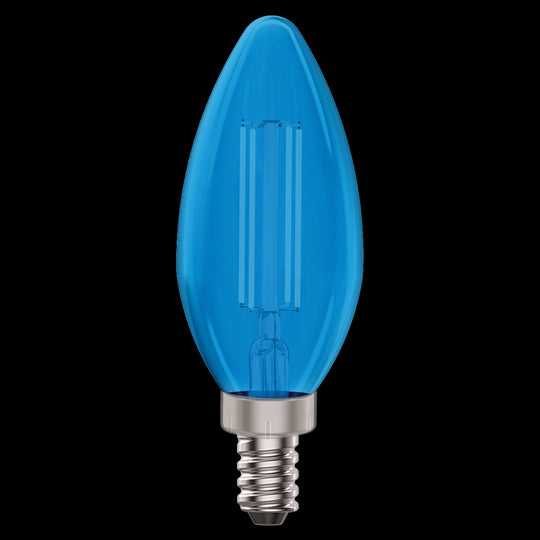 Luxrite LED B11 Colored Filament Torpedo Light Bulb, E12 Candelabra Base, 4.5W, Blue Finish (LR21743)