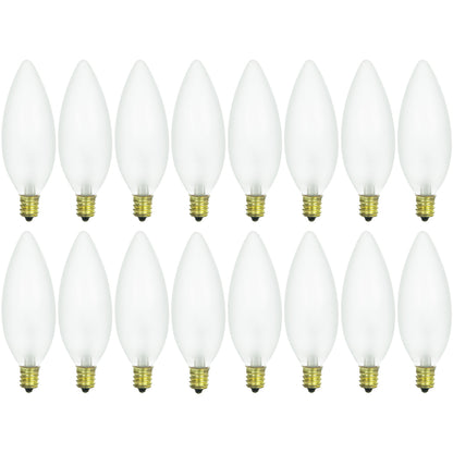 Sunlite 60 Watt Torpedo Tip Chandelier , Candelabra Base, Frost