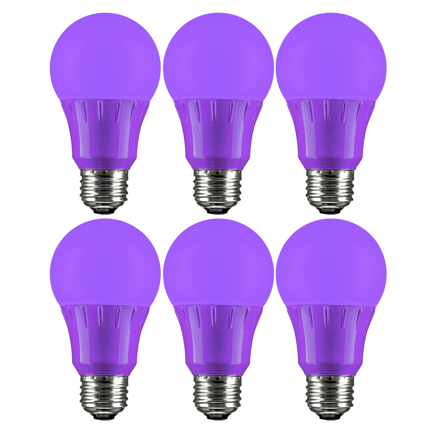 Sunlite 40946 LED A19 Colored Light Bulb, 3 Watts (25w Equivalent), E26 Medium Base, Non-Dimmable, UL Listed, Party Decoration, Holiday Lighting, Purple, 6 Pack