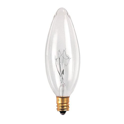 Bulbrite 25CTC/32/3-25PK 25 Watt Incandescent B10 Torpedo Chandelier Bulb, Candelabra Base, Clear, 25-Pack