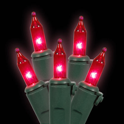 Vickerman 50 Pink Mini Light on Green Wire, 23' Christmas Light Strand- 2 Pack
