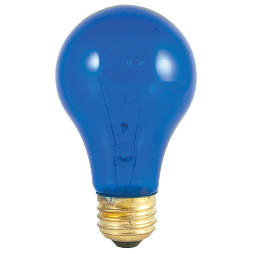 Bulbrite 25A/TB 25 Watt Incandescent A19 Party Bulb, Medium Base, Transparent Blue