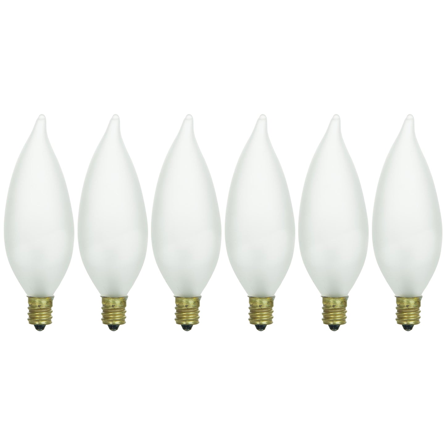 Sunlite 60 Watt Flame Tip Chandelier, Candelabra Base, Frost