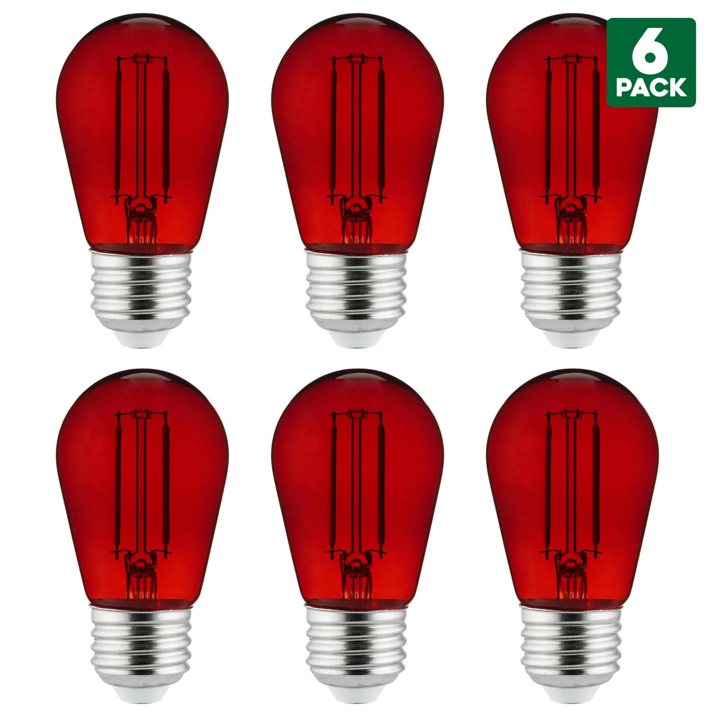 Sunlite LED Transparent Red Colored S14 Medium Base (E26) Bulb - Parties, Decorative, and Holiday 15,000 Hours Average Life