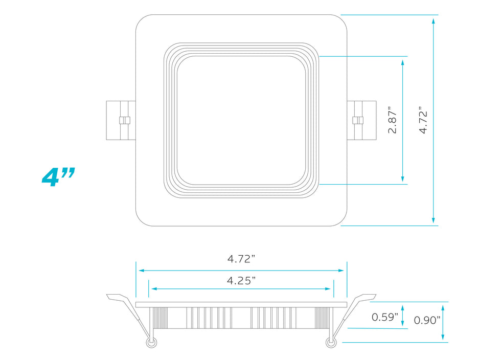 Luxrite Cct Change LED/MINI4/PANEL/3CCT/SQ/B 3000K/4000K/5000K Cct Sel ...