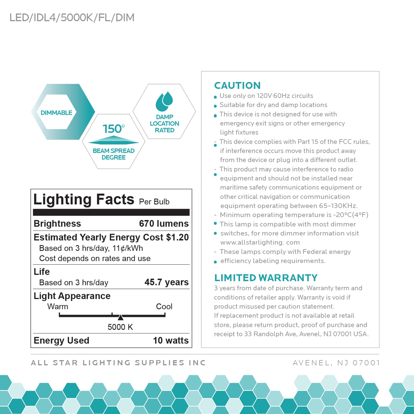 Luxrite Downlight LED/IDL4/5000K/FL/DIM 5000K Bright White