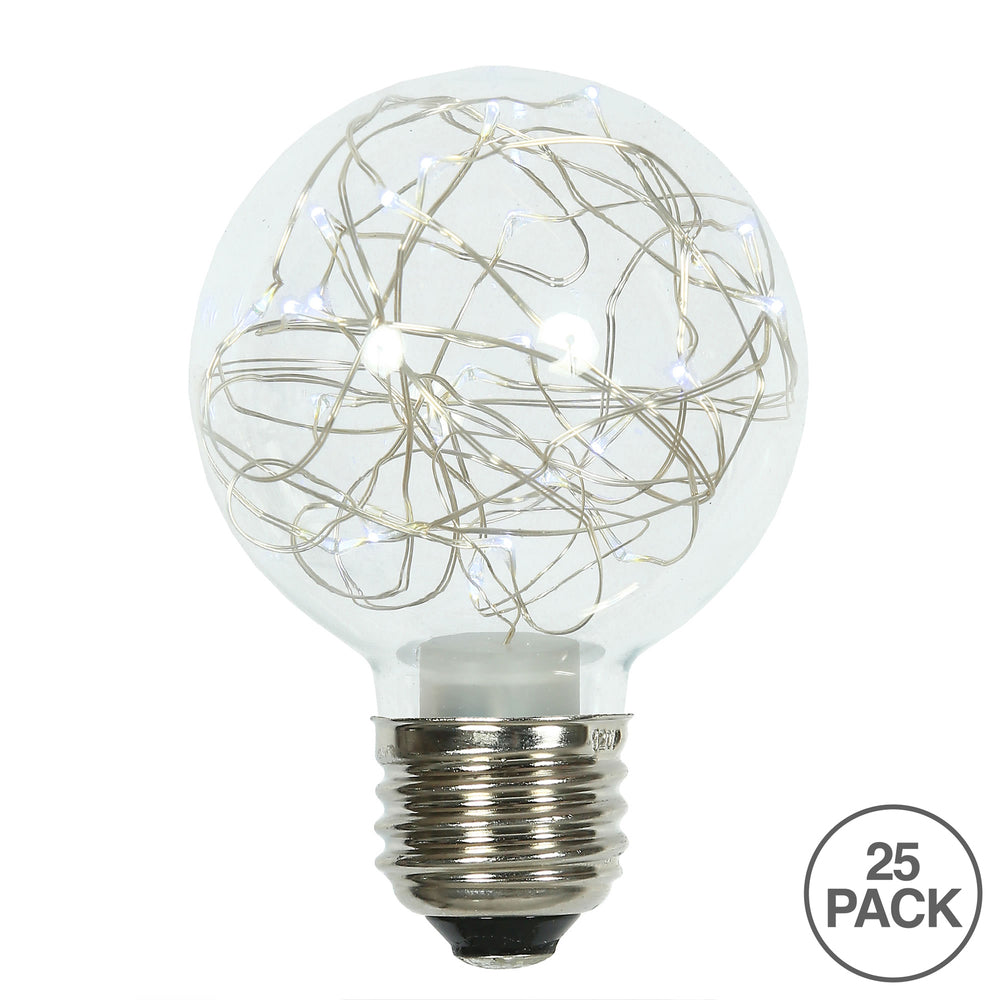 Vickerman Pure White LED Twinkle Glass G95 Fairy Light Christmas Bulb- 2 Pack