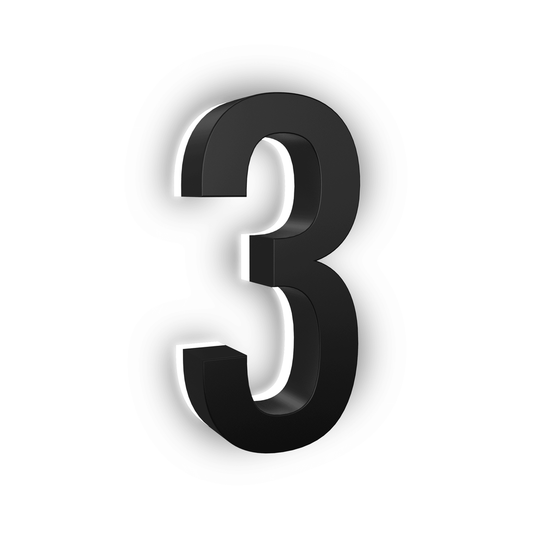Illuminated Address Numbers - ABS Polymer - 5000K - 5-inch / Black / 3