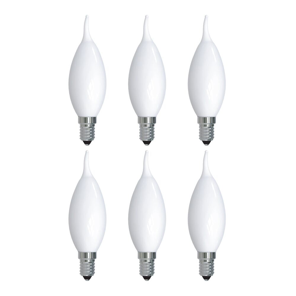 Bulbrite Pack of (4) 5 Watt Dimmable CA10 LED Light Bulbs with Milky Glass Finish and Candelabra (E12) Base, 2700K Warm White Light, 500 Lumens