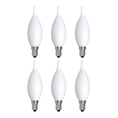 Bulbrite Pack of (4) 5 Watt Dimmable CA10 LED Light Bulbs with Milky Glass Finish and Candelabra (E12) Base, 2700K Warm White Light, 500 Lumens