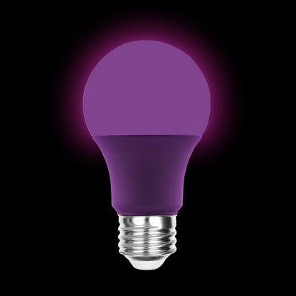 Luxrite LED A19 Colored Light Bulb, E26 - Medium Base, 8W, Purple Finish, Non-Dimmable, Shatter Proof, Pack of 15 (LR21494)