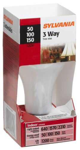 Sylvania 18060 - 50/150A21/W/RP - 3-Way Soft White Incandescent Light Bulb, 50/100/150 Watt