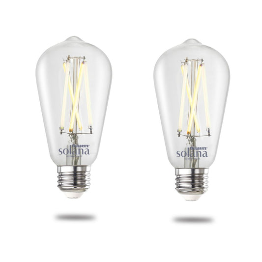 Bulbrite Solana Edison WiFi LED Smart Bulb, 60 Watt Equivalent, ST18 90 CRI Clear Filament Dimmable Light Bulb, Compatible with Alexa and Google Home, 2 Pack