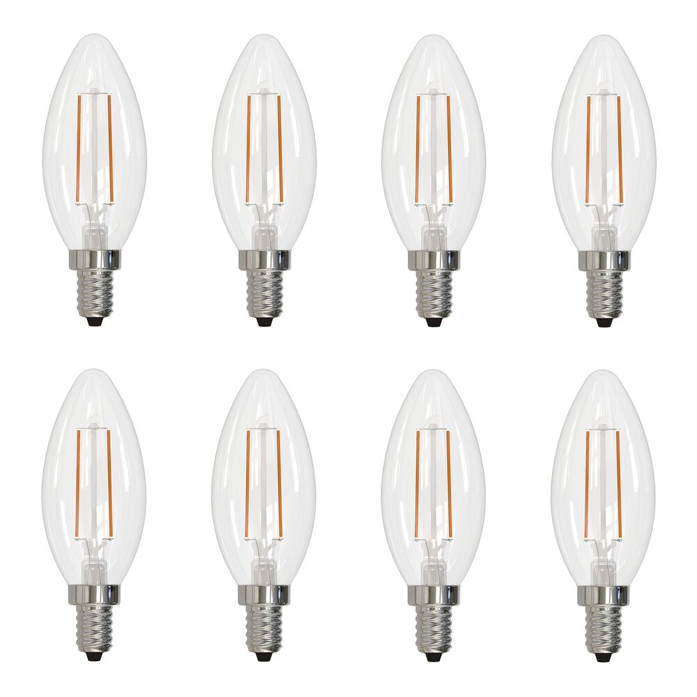 Bulbrite Pack of (8) 4 Watt Dimmable Clear B11 LED Light Bulbs with Candelabra (E12) Base, 2700K Warm White Light, 350 Lumens