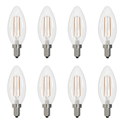 Bulbrite Pack of (8) 4 Watt Dimmable Clear B11 LED Light Bulbs with Candelabra (E12) Base, 2700K Warm White Light, 350 Lumens