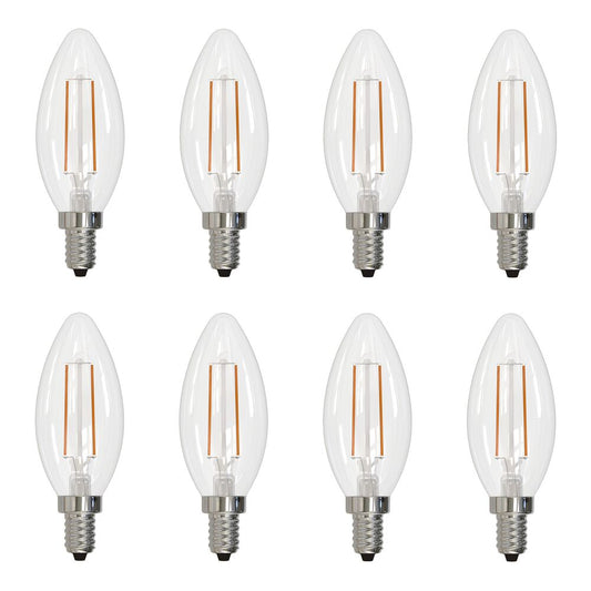 Bulbrite Pack of (8) 4 Watt Dimmable Clear B11 LED Light Bulbs with Candelabra (E12) Base, 2700K Warm White Light, 350 Lumens