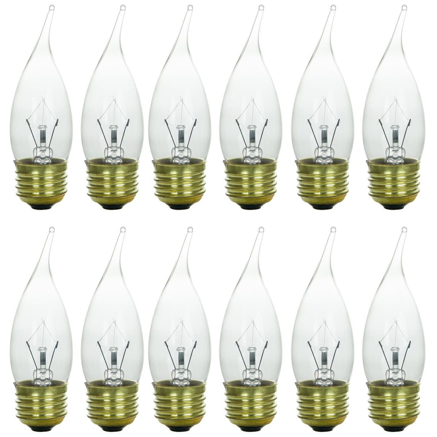 Sunlite 25 Watt Flame Tip Chandelier, Medium Base, Clear