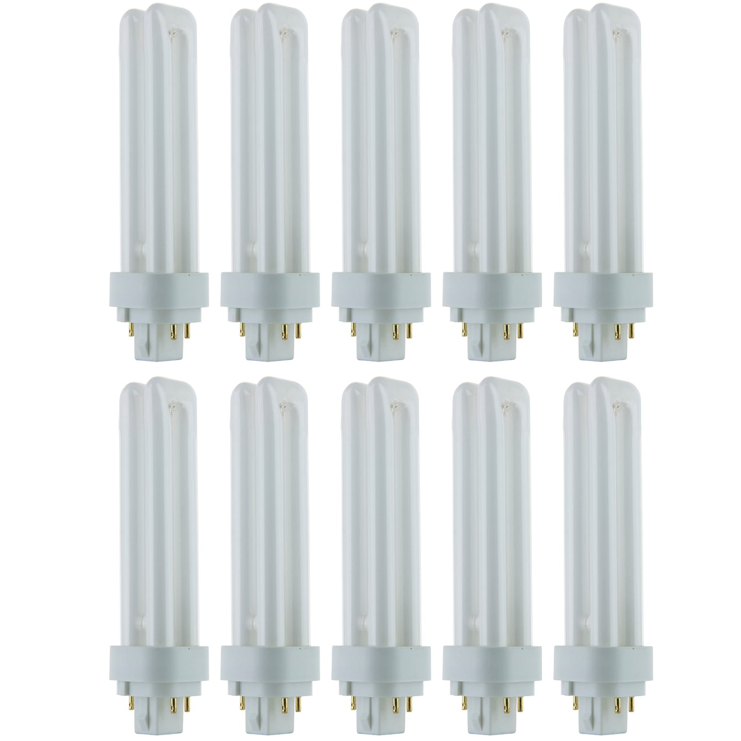 Sunlite PLD18/E/SP50K/10PK 5000K Super White Fluorescent 18W PLD Double U-Shaped Twin Tube CFL Bulbs with 4-Pin G24Q-2 Base (10 Pack)