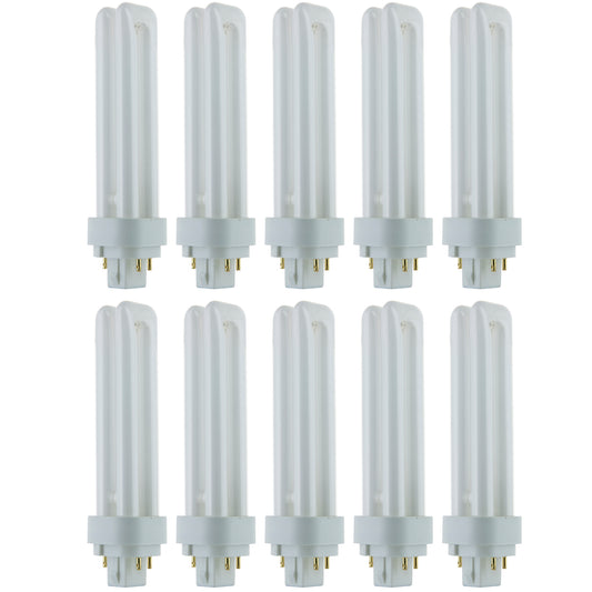 Sunlite PLD18/E/SP50K/10PK 5000K Super White Fluorescent 18W PLD Double U-Shaped Twin Tube CFL Bulbs with 4-Pin G24Q-2 Base (10 Pack)