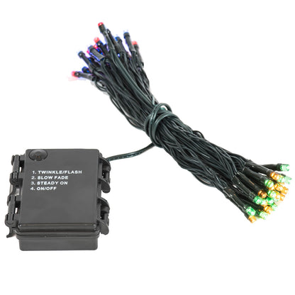 Vickerman Battery Operated Multi-colored LED Outdoor 50 Light Set, Automatic On-Off Timer.- 2 Pack