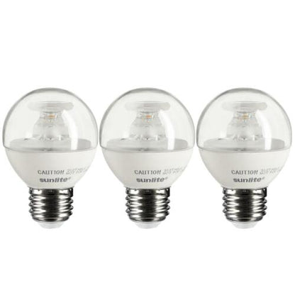 G16/LED/7W/D/E26/CL/ES/27K/CD/3PK Dimmable Energy Star 2700K Medium Base Warm White LED Globe G16 7W Light Bulb (3 Pack), Clear