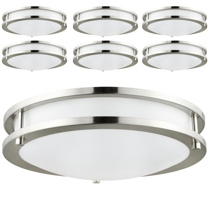 Sunlite Round Decorative LED Fixture, Steel Body, Brushed Nickel, Flush Mount, 24 Watt, 16" Diameter, 35,000 Hour Lamp Life, Energy Star Rated, Dimmable, 1800 Lumens, Cool White