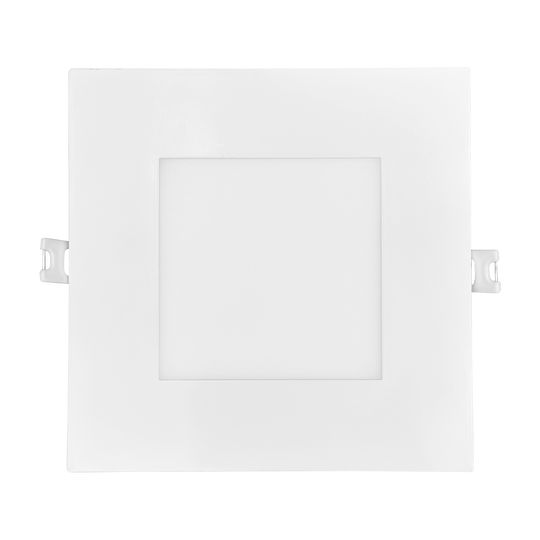 Luxrite LED 6" Mini Panel High Output Square Smooth Canless Wafer Spotlight, 15W, 1400 Lumens, Color Selectable - 2700K/3000K/3500K/4000K/5000K, 80 CRI, White Finish, Dimmable, Pack of 2 (LR23747)