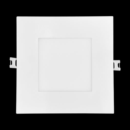 Luxrite LED 6" Mini Panel High Output Square Smooth Canless Wafer Spotlight, 15W, 1400 Lumens, Color Selectable - 2700K/3000K/3500K/4000K/5000K, 80 CRI, White Finish, Dimmable, Pack of 2 (LR23747)