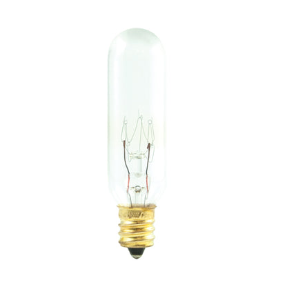 Bulbrite 15T6/4 15 Watt Incandescent T6 Tube, Candelabra Base, Clear