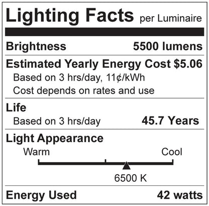 Luxrite LED 8' T8 Ballast Bypass Tube, R17D Base, 42W, 5500 Lumens, 6500K - Daylight, 82 CRI, Frosted White Finish, Pack of 2 (LR34137)