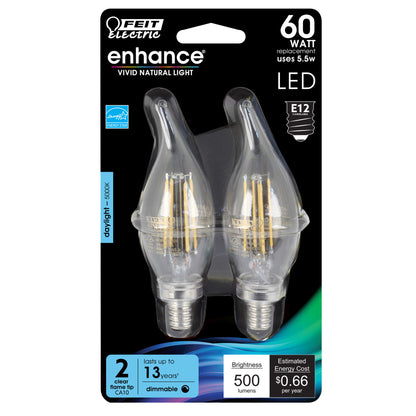 500 Lumen 5000K Dimmable Flame Tip LED