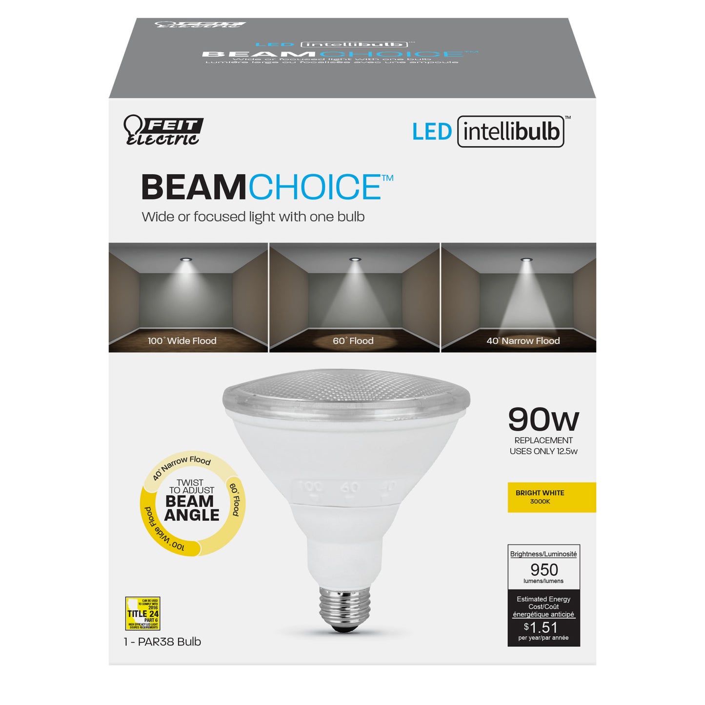 90 Watt Equivalent Warm White PAR38 IntelliBulb BeamChoice